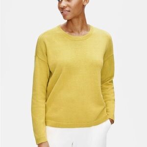 Eileen Fisher sweater light organic cotton and linen large boxy crewneck box top